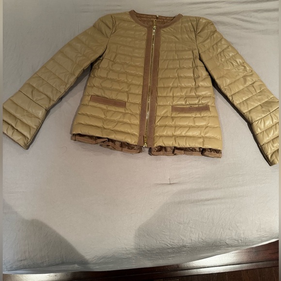 Moncler Pink Quilted Leather Down Jacket Size 0, Like New - Picture 2 of 11